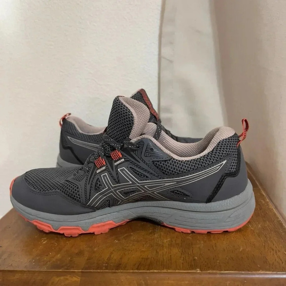 ASICS WOMENS GEL-VENTURE 8 TRAIL RUNNING SHOES GREY PINK ORANGE SIZE 7.5 - Picture 7 of 8